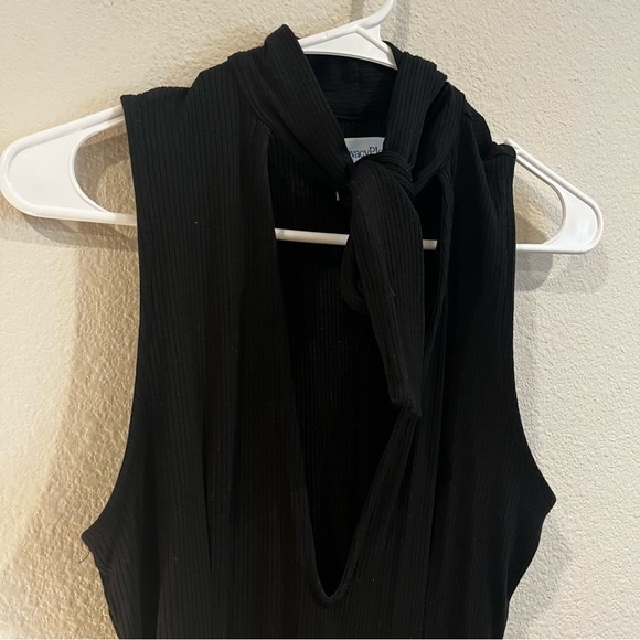 Privacy Please Privacy Please Noni Bodysuit Black size large ribbed plunge neck - Picture 3 of 10